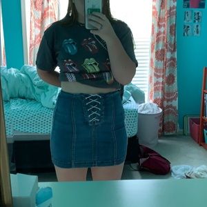 Pacsun lace/tie up denim skirt